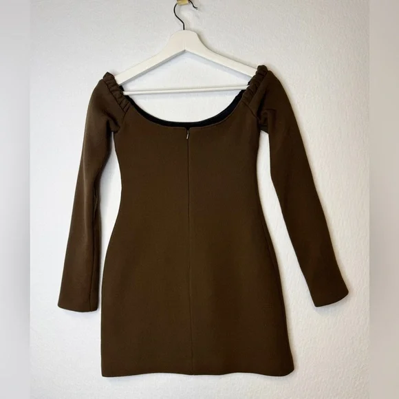 Khaite Octavia Off the Shoulder Long Sleeve Wool Crepe Minidress, XS - Picture 6 of 8